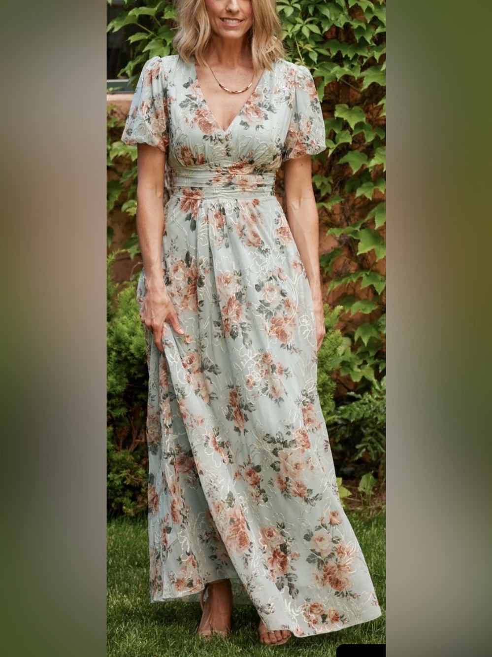 Floral Wrap Maxi Dress in Light Blue
